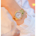 BS Watch 1258 Ladies Top Brand Luxury Wrist Watches Dress Gold Women Crystal Diamond Stainless Steel Watch